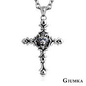 GIUMKA十字架鋼項鍊天降雄獅短項鏈採黑個性男鍊 MN08078 交換禮物鋼飾推薦 50cm 藍鋯