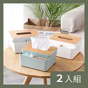 CS22 多功能日式簡約木紋蓋紙巾盒/衛生紙盒2色(2入組)-2入 白色+綠色