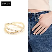 SHASHI 紐約品牌 Stacey Pave 鑲鑽十字架戒指 金色十字架戒指 6號