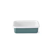 FUJIHORO日本富士琺瑯-Cotton簡約系列-琺瑯烘焙保鮮盒淺型(M)0.74L-煙霧藍 煙霧藍