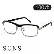 台灣製 老花眼鏡 文青黑框 閱讀眼鏡 高硬度耐磨鏡片 配戴不暈眩 100度