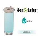 【美國Klean Kanteen】TKWide寬口旋轉吸管不鏽鋼保溫瓶-473ml粉藍色