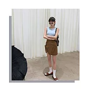 【iFOCUS】設計款法式顯腿長神品裙褲 S 棕色