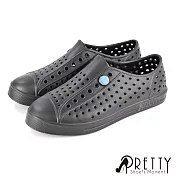 【Pretty】男女 洞洞鞋 雨鞋 休閒鞋 透氣 孔洞 輕量 防水 台灣製 EU41 黑色