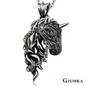 GIUMKA白鋼項鍊男鍊夢幻獨角獸短項鍊 金色/黑色任選 鋼飾推薦 MN01594 50cm 黑色