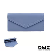 【OMC】文藝復興信封式兩折牛皮長夾4116- 粉藍