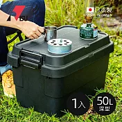 【日本RISU】TRUNK CARGO二代 日製戶外掀蓋式耐壓收納箱(深型)-50L-3色可選(TC-50S)  -炭黑