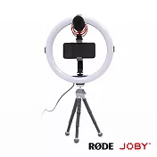 【直播補光豪華套組】RODE VideoMic GoII+JOBY PodZilla 腳架套組M+Beamo 環形補光燈/直播燈光 12吋 公司貨 -灰色