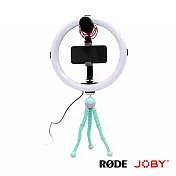 【直播補光豪華套組】RODE VideoMic GoII+JOBY PodZilla 腳架套組M+Beamo 環形補光燈/直播燈光 12吋 公司貨 -青綠色