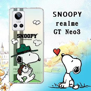 史努比/SNOOPY 正版授權 realme GT Neo3 漸層彩繪空壓手機殼 (郊遊)
