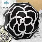 【下雨的聲音】日本訂單抗UV小香風山茶花三折折疊傘(二色) 黑色