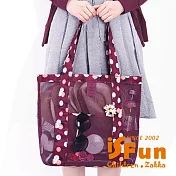 【iSFun】旅行專用*網狀大號肩背手提袋 嫣紅花朵