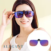 【ALEGANT】幻彩橘REVO多層膜電鍍藍可掀夾式寶麗來偏光太陽眼鏡/UV400墨鏡/MIT/上掀夾片/外掛夾式鏡片