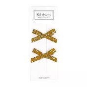 英國Ribbies 花布蝴蝶結2入組-芥末黃