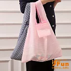 【iSFun】環保摺疊＊防水輕便購物袋2入  紅條紋+隨機色