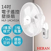 2入特惠組【禾聯HERAN】14吋電子遙控壁掛扇 HLF-14CH52A
