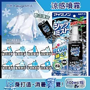 日本hakugen白元-夏日降溫衣物除臭涼感噴霧-酷涼薄荷100ml/黑瓶(露營,運動,單車,爬山,路跑,外送皆適用)