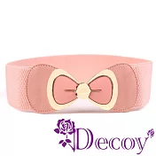 【Decoy】裙襬蝴蝶結＊金框皮革彈性腰封  粉