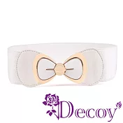 【Decoy】裙襬蝴蝶結＊金框皮革彈性腰封  白