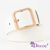 【Decoy】方金扣頭＊中性簡約時尚皮帶  白