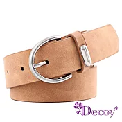 【Decoy】霧粉色調＊圓型扣寬版時尚皮帶  駝