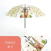 【雙龍牌】可愛動物透明傘自動傘 大傘面防風環保傘兒童傘A0557K 兔子