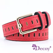 【Decoy】造型方洞＊編織修身時尚皮帶 紅