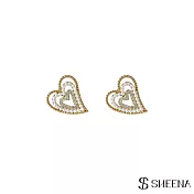 【SHEENA】愛心珍珠層次耳環 - 金