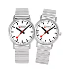 【MONDAINE 瑞士國鐵】CLASSIC金屬/米蘭帶系列精選對錶 白面鋼帶