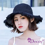 【Decoy】空靈少女*編織夏季防曬遮陽草帽漁夫帽 黑