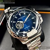Giorgio Fedon 1919喬治飛登精品錶,編號：GF00085,46mm圓形銀精鋼錶殼寶藍色錶盤精鋼銀色錶帶