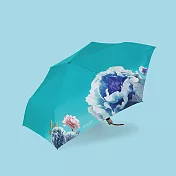 【雙龍牌】ELEGANT驅黑淨白自動傘_水彩花卉防曬黑膠晴雨傘B7044 蒂芬藍