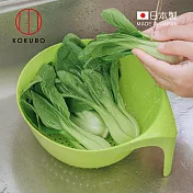 【日本小久保KOKUBO】日本製單柄圓形蔬果瀝水籃 -綠