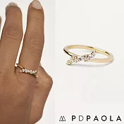PD PAOLA 西班牙時尚潮牌 鑲鑽羽毛戒指 簡約金色戒指 NATURA M