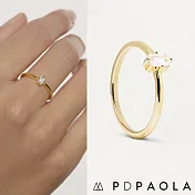 PD PAOLA 西班牙時尚潮牌 祖母綠切割單鑽戒指 簡約金色戒指 MIA S