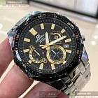 CASIO卡西歐精品錶,編號：CA00001,46mm12角形黑精鋼錶殼黑色錶盤精鋼銀色錶帶