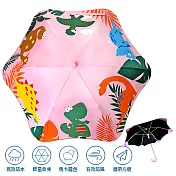 兒童圓角反光雨傘-恐龍粉