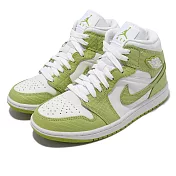 Nike 休閒鞋 Wmns Air Jordan 1 Mid SE 白 青檸綠 女鞋 男鞋 蛇紋 DV2959-113
