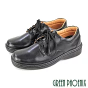 【GREEN PHOENIX】男 學生鞋 皮鞋 標準型 素面 綁帶 台灣製 JP25.5 黑色