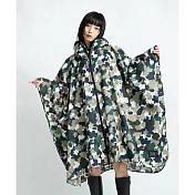 日本KIU 64141 迷彩花朵 空氣感雨衣/親子雨披/防水斗篷 騎車露營必備 附收納袋(男女適用) 迷彩花朵