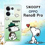 史努比/SNOOPY 正版授權 OPPO Reno8 Pro 5G 漸層彩繪空壓手機殼 (郊遊)