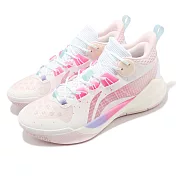 Li Ning 音速 X Team 櫻花系列 Sonic X Team 籃球鞋 男鞋 標準白 螢光粉 ABPS0152