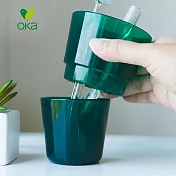 【日本OKA】PLYS base晶透風雙層牙刷瀝水杯架-4色可選 -森林綠