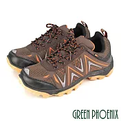 【GREEN PHOENIX】男 休閒鞋 寬楦 閃電 反光 透氣 綁帶 厚底 JP26.5 咖啡色