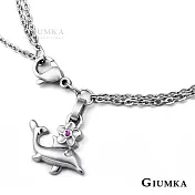 GIUMKA鋼飾手鍊衝浪海豚白鋼雙鍊層次手鏈動物造型交換禮物生日禮物 MB00603 19 銀色