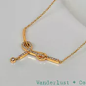 Wanderlust+Co 澳洲品牌 鑲鑽同心結項鍊 優雅小墜 金色愛無限項鍊 Knot Pave Drop