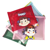 (2入)日本不二家 PEKO 旅行包 收納袋 文件袋 資料袋 筆袋 化妝包 耐磨 網格拉鍊袋 大+小(顏色隨機)