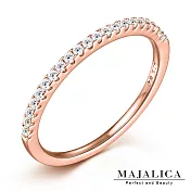 Majalica戒指尾戒半圈鑽925純銀戒指線戒 精鍍正白K/玫瑰金 單個價格PR6052 2 玫金色美國圍2號