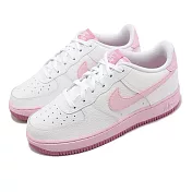 Nike 休閒鞋 Air Force 1 GS 大童 女鞋 白 粉紅色 AF1 經典 皮革 CT3839-107