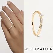 PD PAOLA 西班牙時尚潮牌 圓形明亮切割單鑽戒指 簡約主鑽+5鑽 AIR S